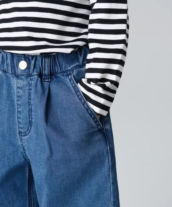 Джинсовые шорты с одним защипом, Musinsa Standard Kids, Medium Indigo — фото 4