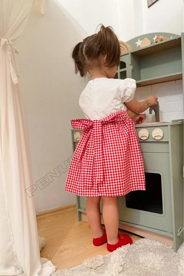 Детское платье для девочек с коротким рукавом Penu Baby Kids, Red — фото 2