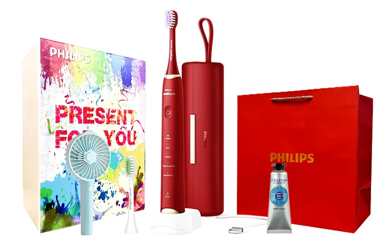 Электрическая зубная щетка Soundwave Vibration, HX2491, PHILIPS, Burgundy Red — фото 3