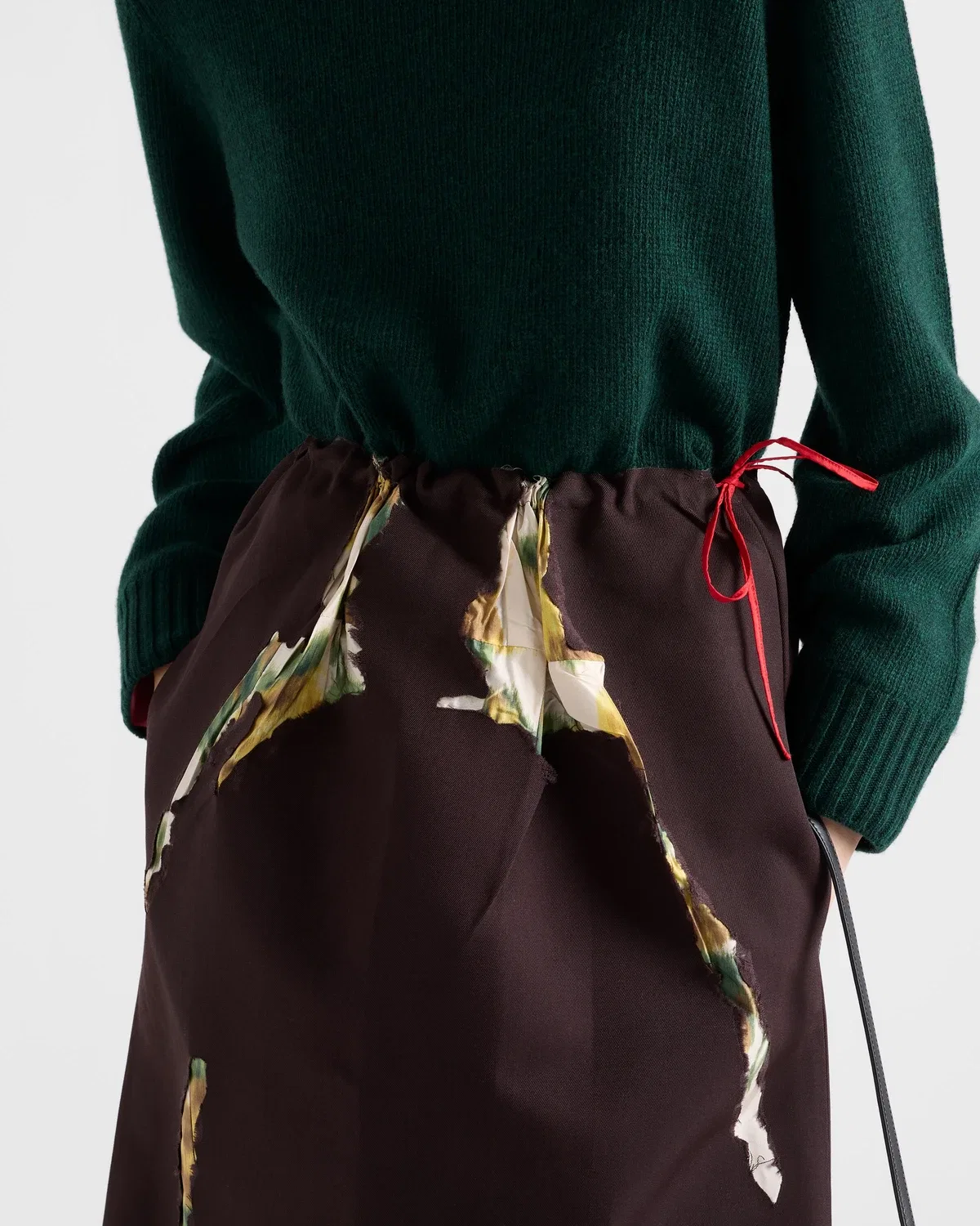 Юбка с цветочным принтом Prada, коричневый — фото 3