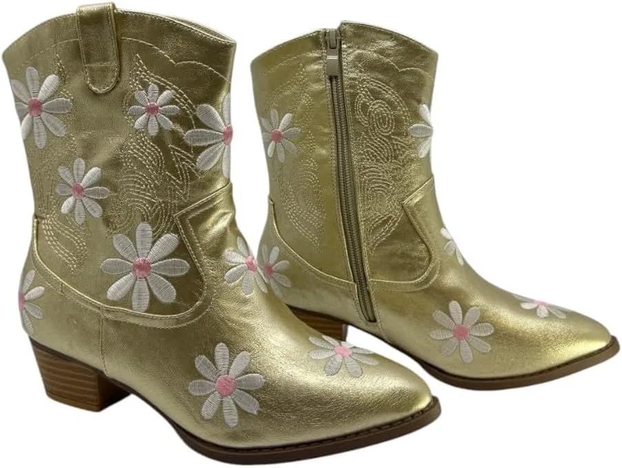 Детские сапоги для девочек с принтом Cowgirl Forever Link, Gold — фото 3