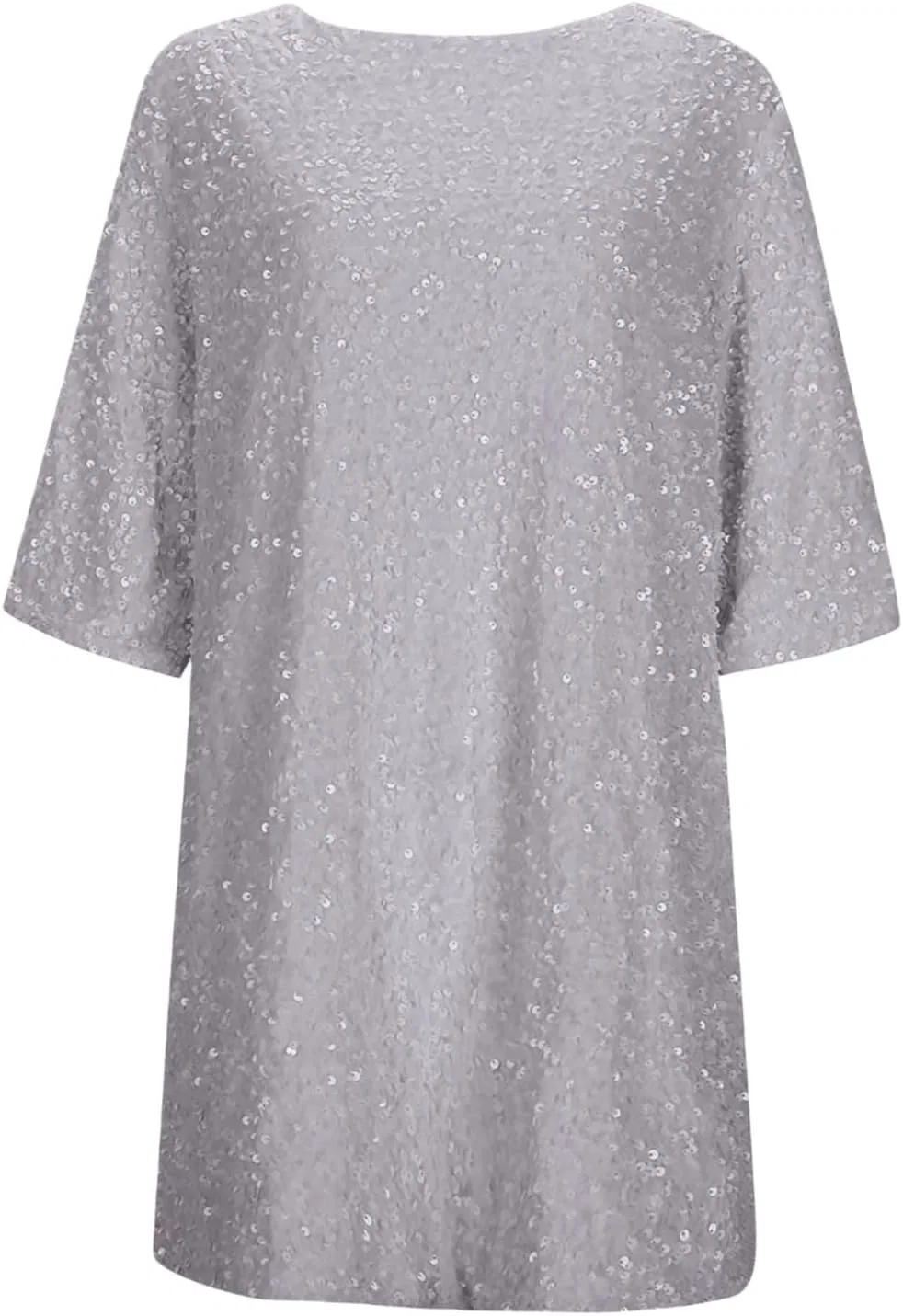 Женское блестящее мини-платье с открытой спиной Half Sleeve, Grey — фото 4