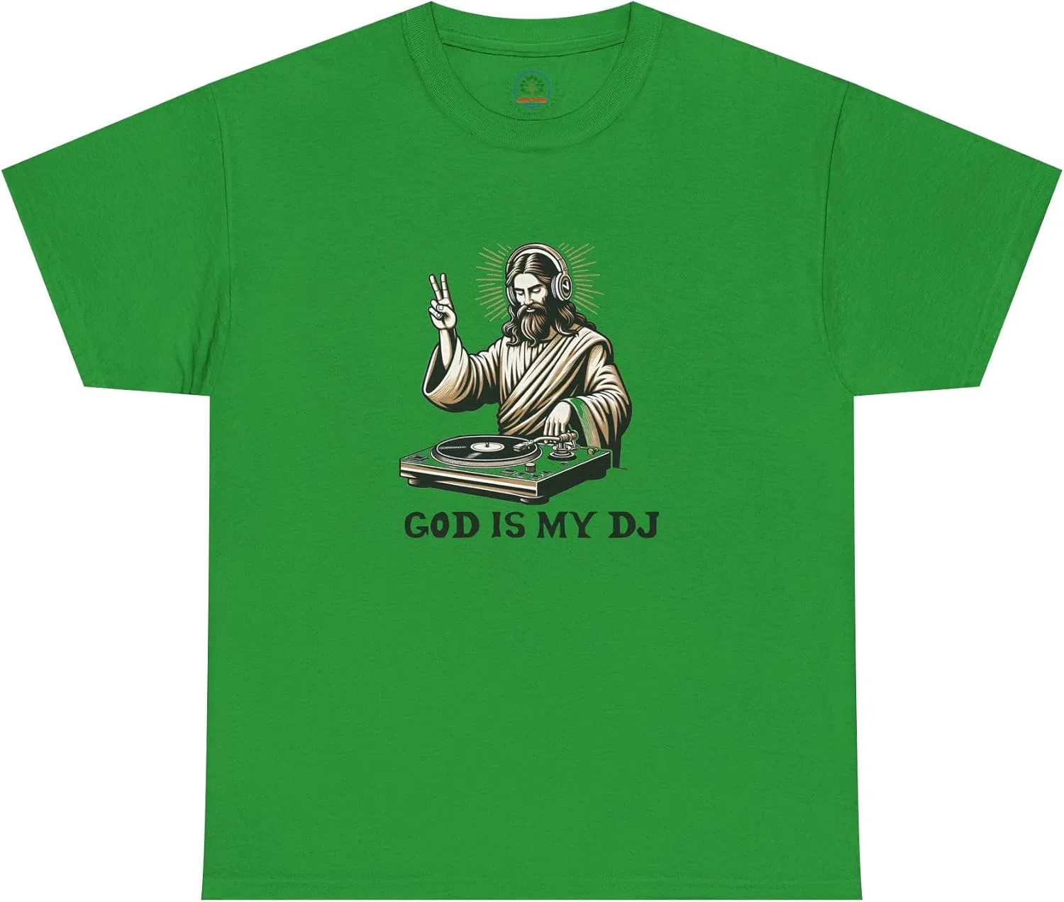 Мужская футболка God is My DJ, изумрудно-зелёный/зелёный