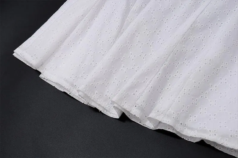 Женское коктейльное платье с вышивкой и кружевом, White — фото 4