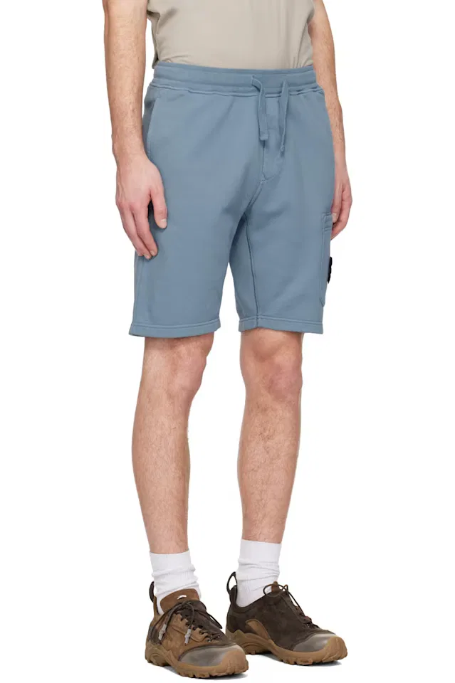 Синие шорты из органического хлопкового флиса 6200011 Stone Island — фото 2