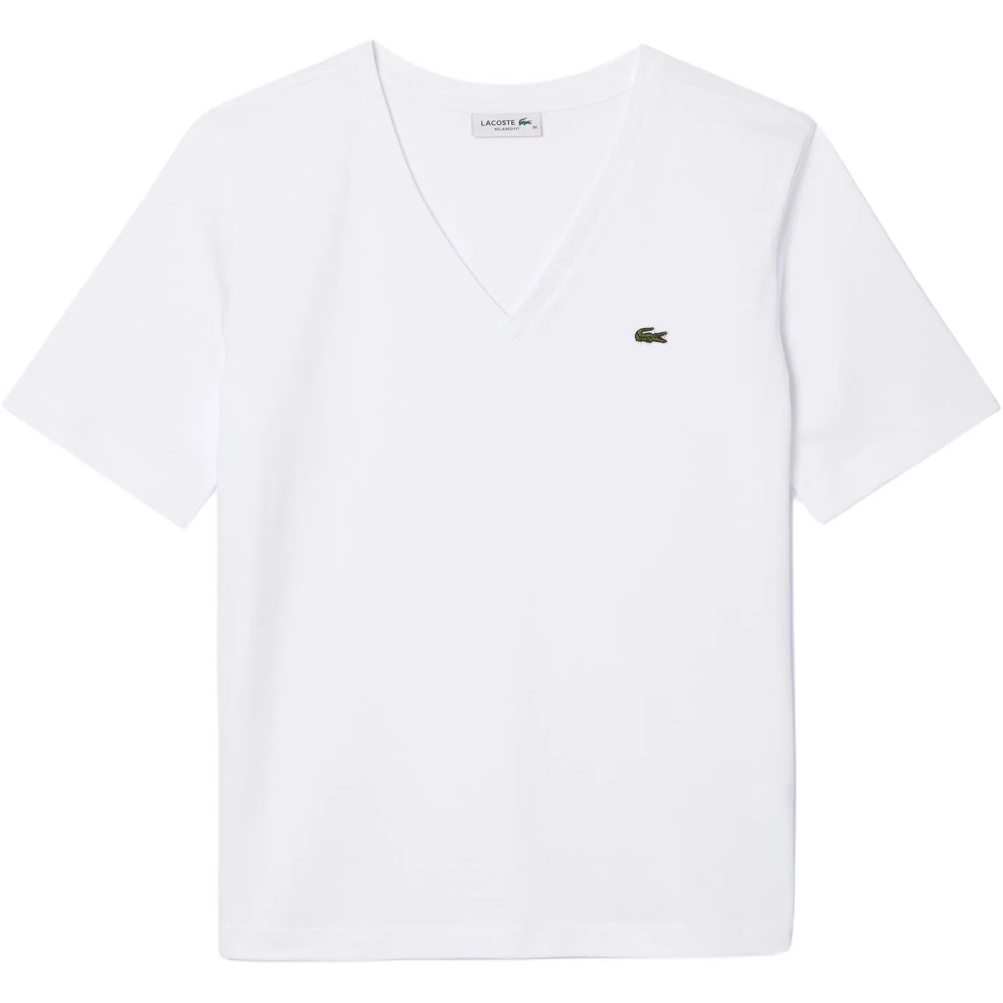 Футболка LACOSTE с логотипом, V-образный вырез, White