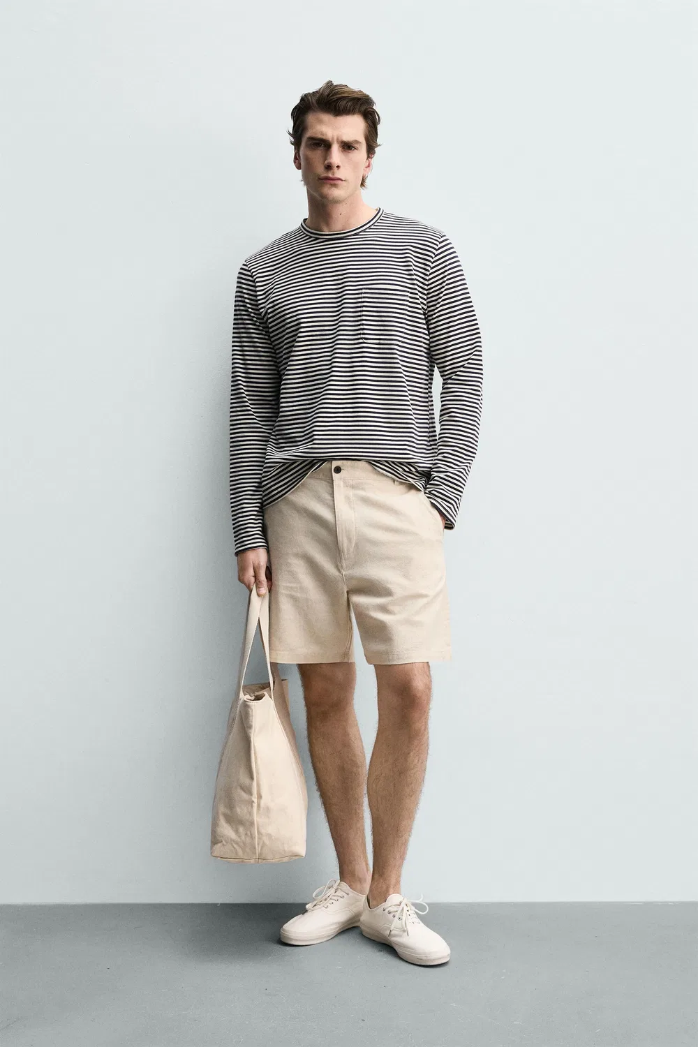 Текстурированные бермудские шорты стандартного кроя ZARA, Light Beige