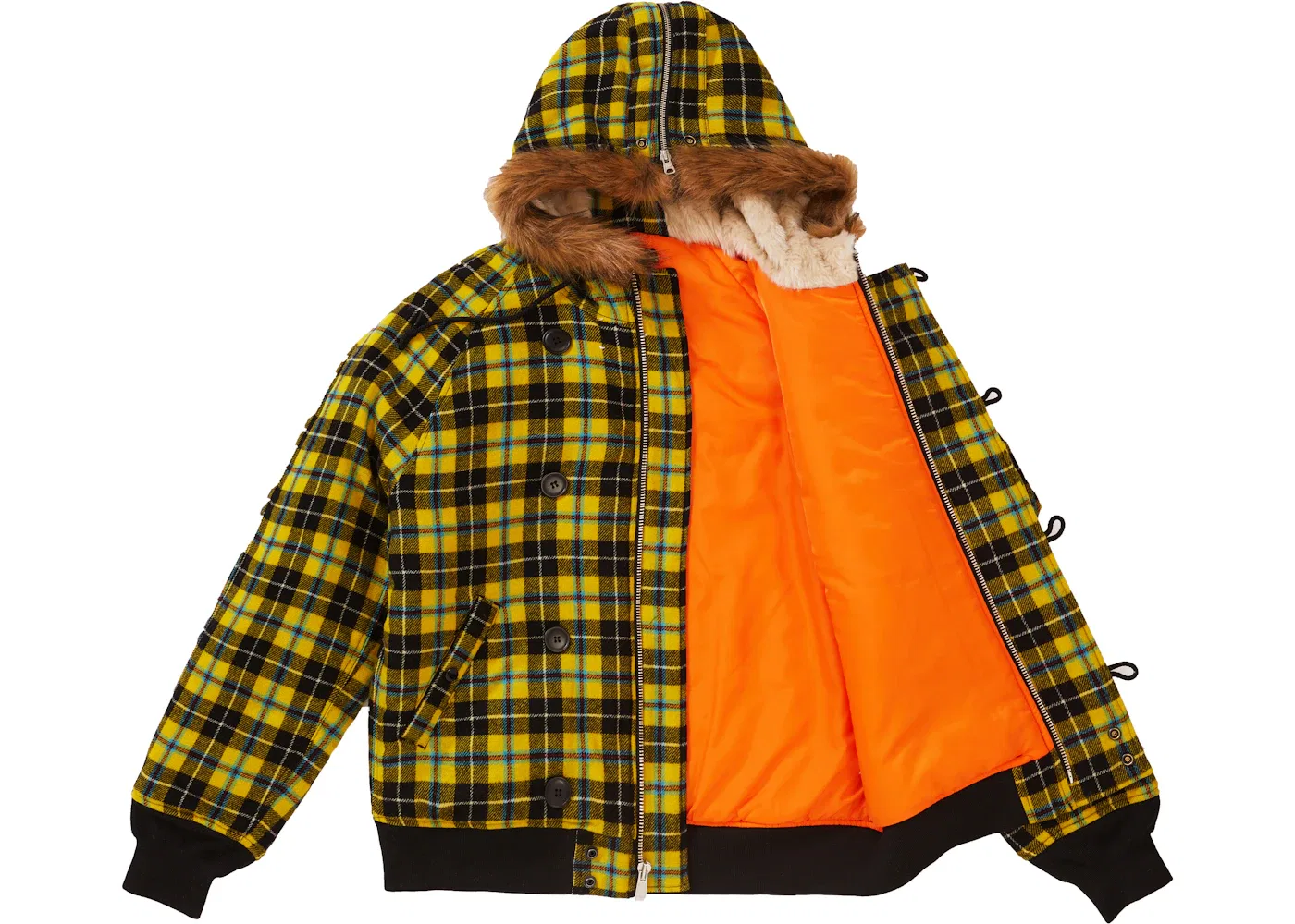 Мужская куртка с принтом Supreme N-2B Jacket, Yellow Plaid — фото 2