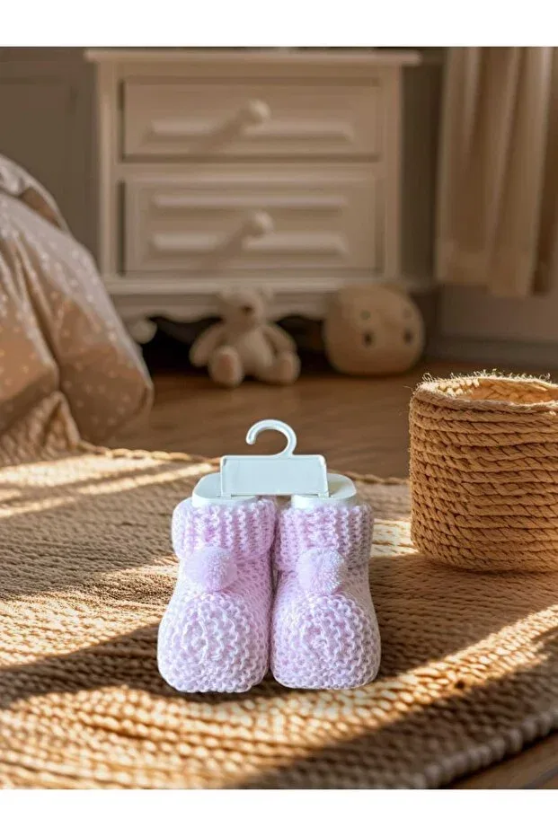 Детские пинетки для новорожденных с помпоном Dapwear'S Kids, Pink — фото 2