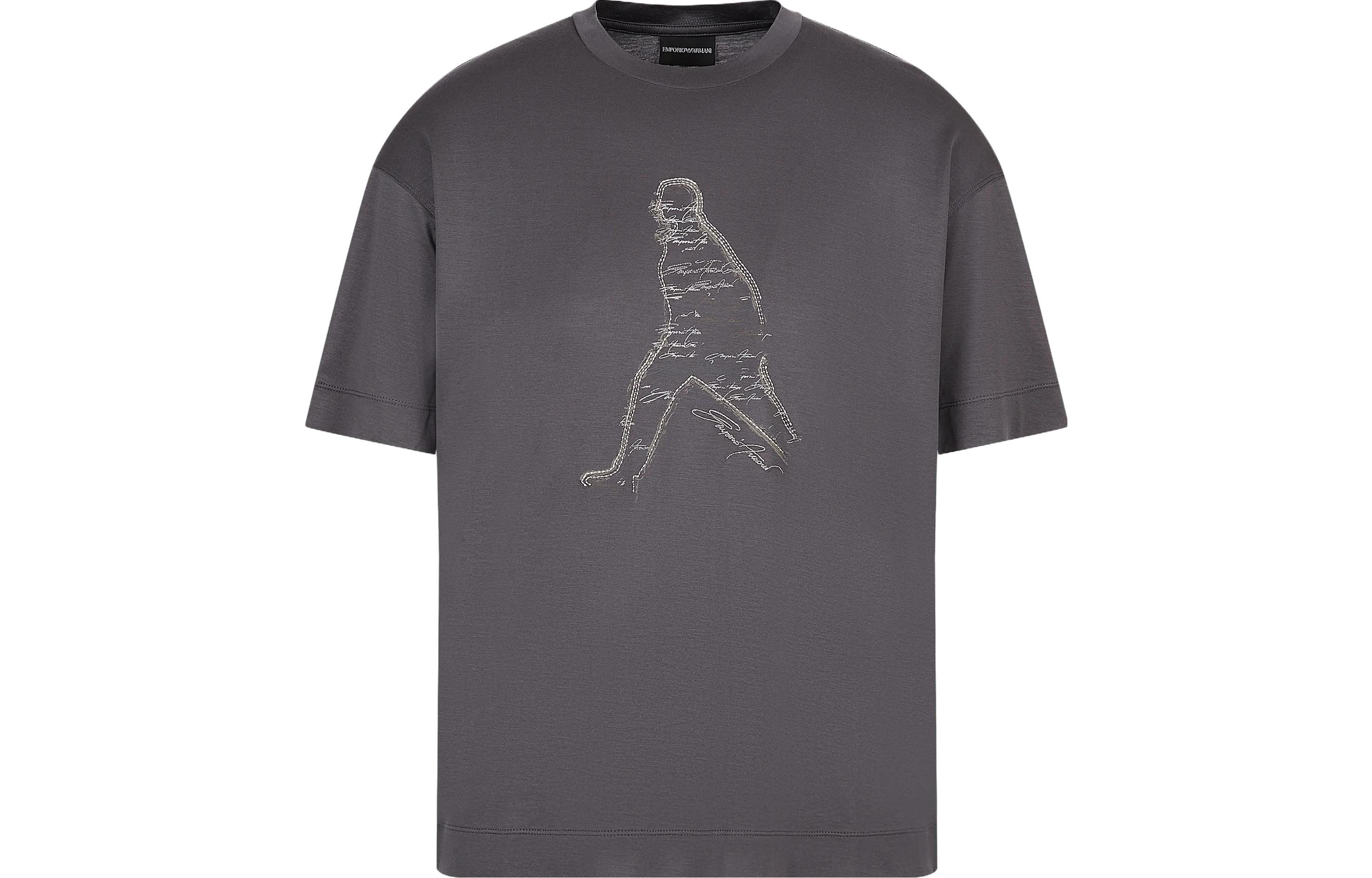 

Футболка с принтом мужская серая EMPORIO ARMANI, серый