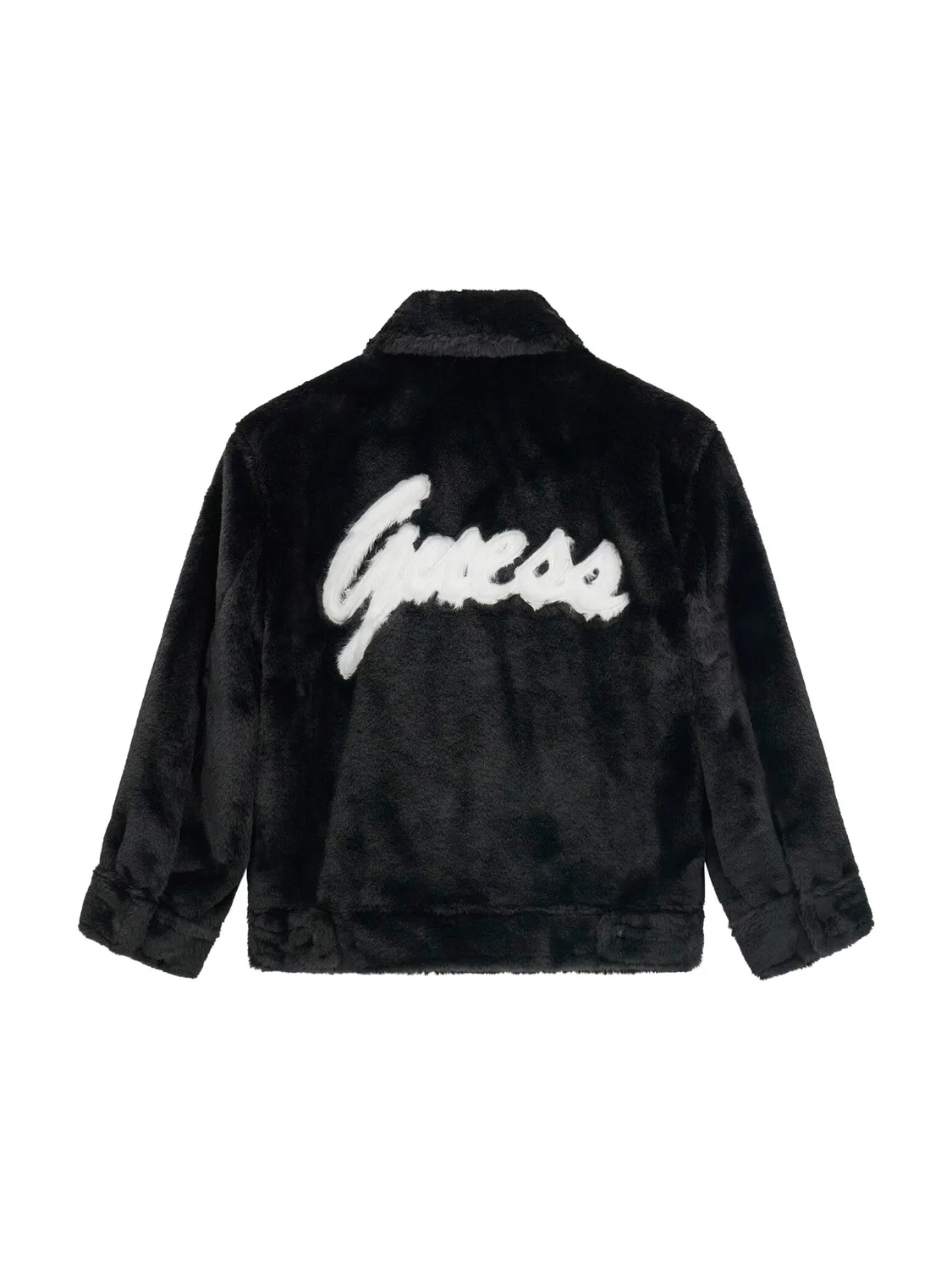 Меховая шуба стандартного кроя для девочки Guess, черный — фото 2