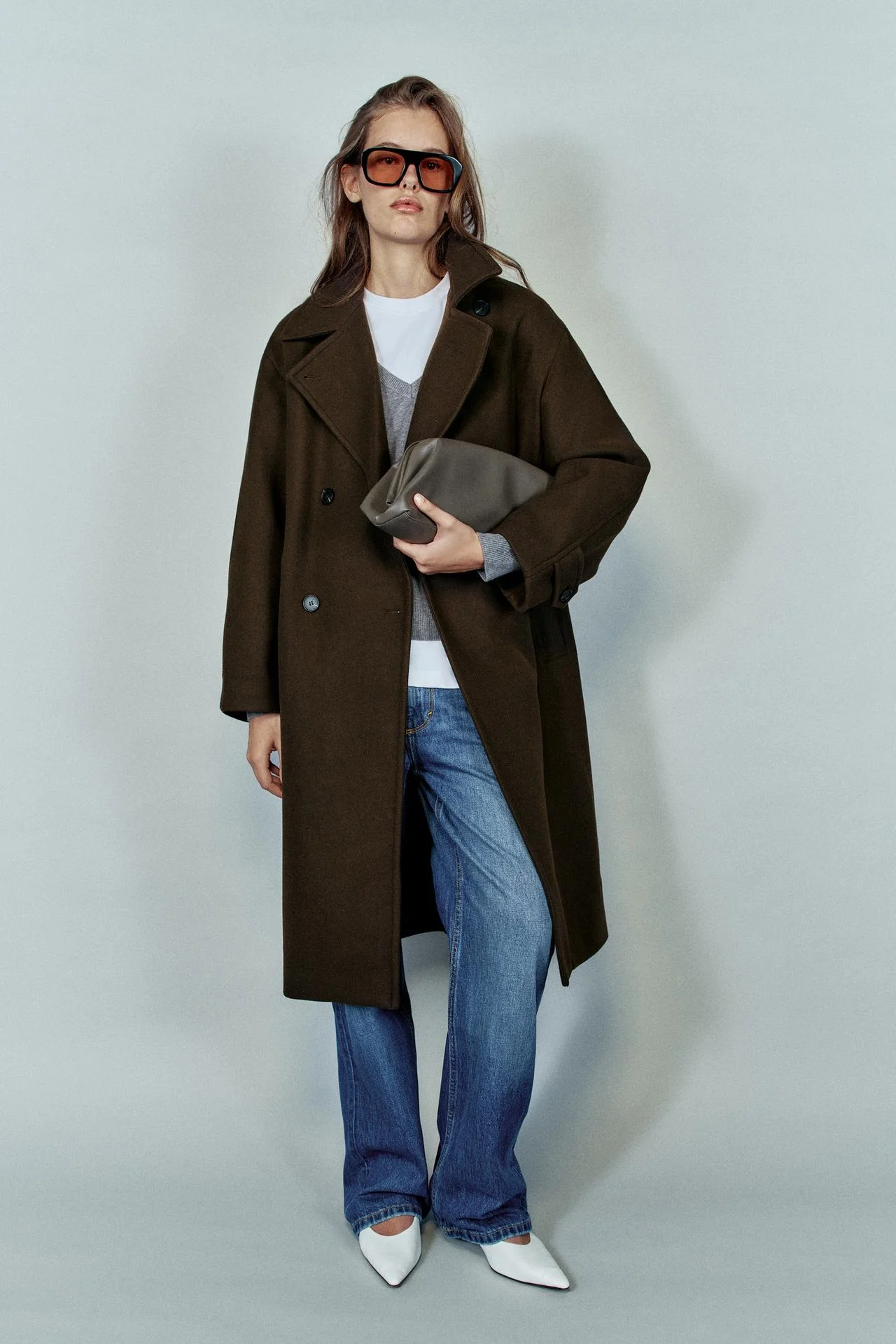 Пальто Zara Oversize Soft, коричневый — фото 2