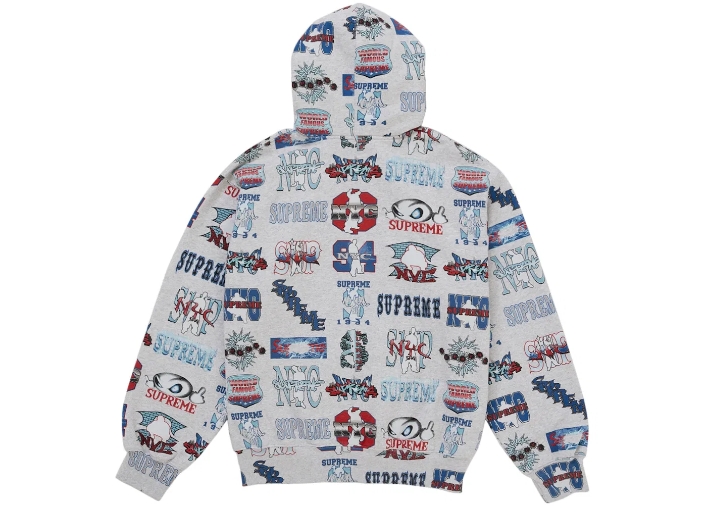 Мужская худи Supreme Flash Zip Up Hooded Sweatshirt, White — фото 2