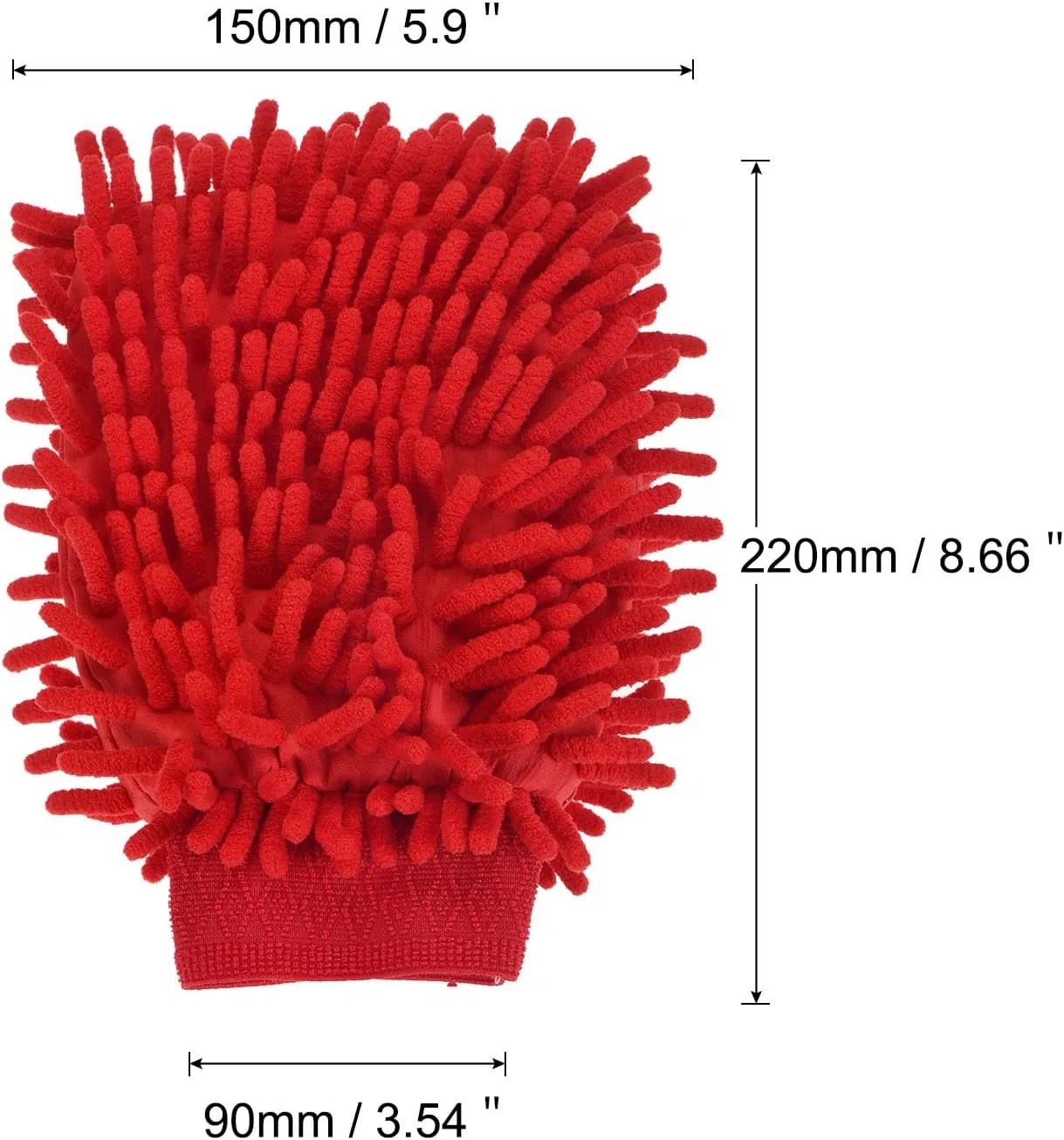 Митенка для мытья, Chenille, 2 шт, 220x150 мм, Rose Red Sourcing Map — фото 2