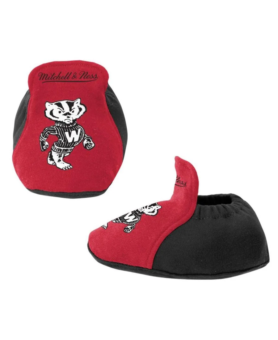 Комплект из 3 предметов: боди, слюнявчик и пинетки Wisconsin Badgers Mitchell & Ness, Black Red — фото 4