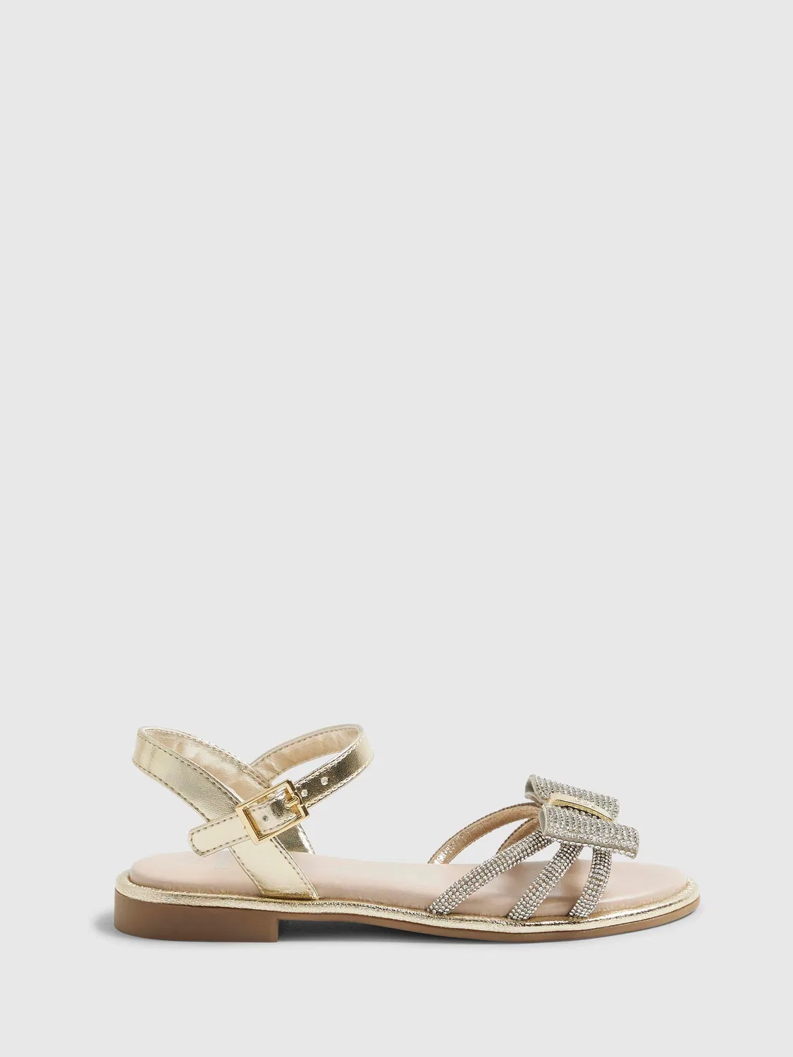Сандалии с бантом и диамантами River Island, золотистые