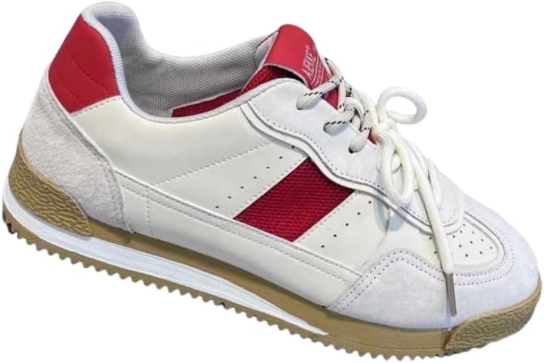 

Мужские легкие кроссовки с резиновой подошвой и сетчатым верхом на шнуровке - дышащие и прочные спортивные туфли для повседневной носки Hoalox, белый/красный