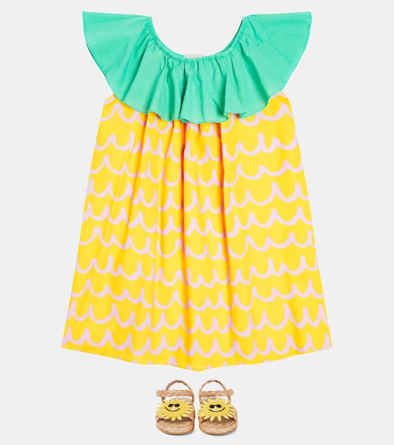 Платье хлопковое с принтом Stella Mccartney Kids, черный — фото 2