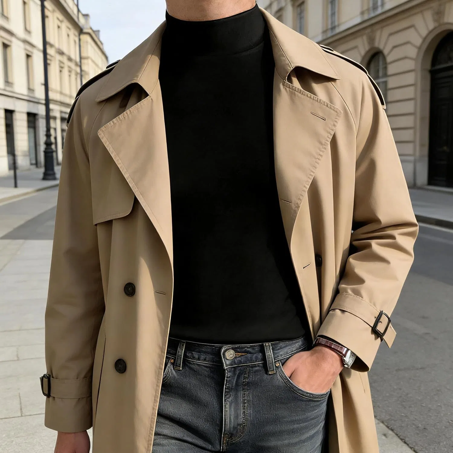Мужская водолазка slim fit с высоким воротом, Black — фото 3
