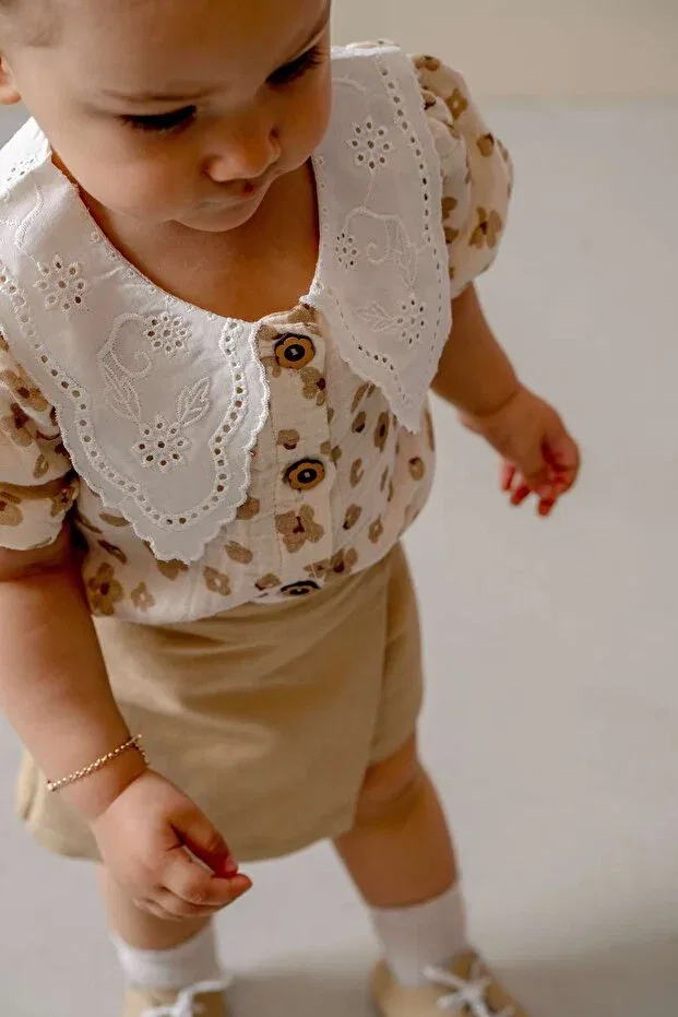 Детский комплект для девочек с коротким рукавом Young Jnf Kids, Beige — фото 4