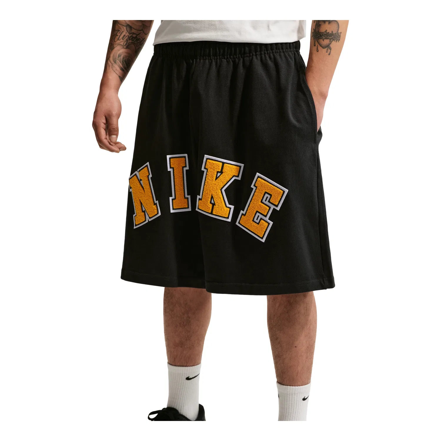 Мужские шорты средней плотности Black Yellow Nike, черный