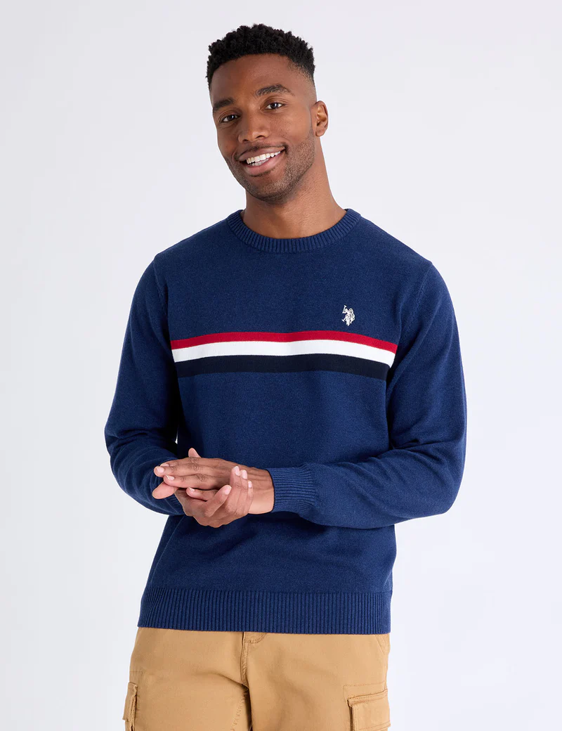 

Свитер U.S. Polo Assn Signature Stripe Crew Neck, темно-синий