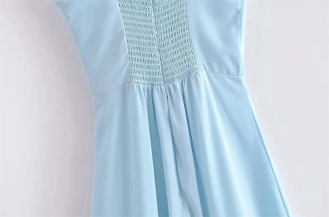 Женское шифоновое платье с разрезом спереди без рукавов, Light Blue — фото 2
