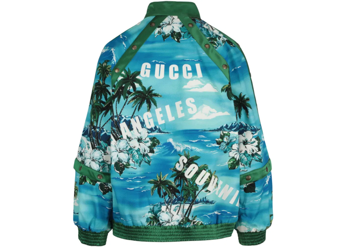 Женская куртка-бомбер с принтом Palm Tree Gucci, Light Blue — фото 2