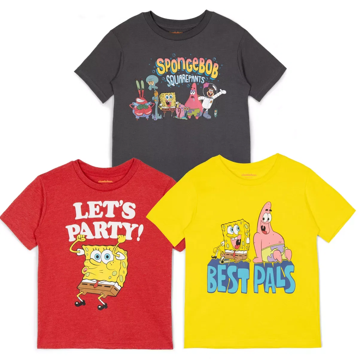 Детский комплект футболок с коротким рукавом с принтом SpongeBob SquarePants 3 Pack, SpongeBob SquarePants, Spongebob