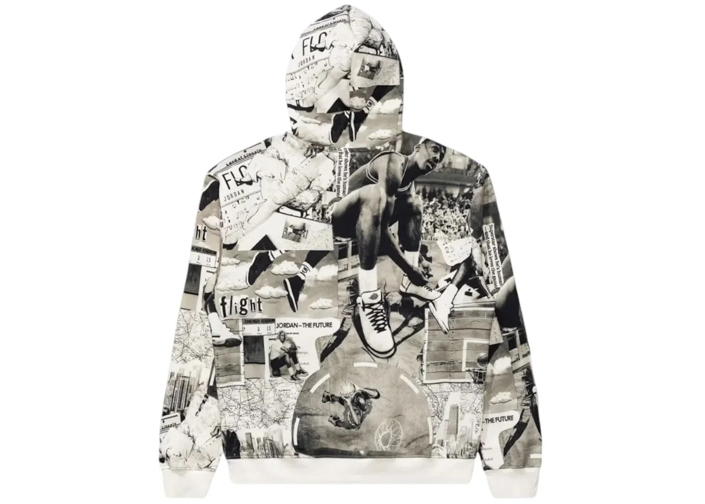 Мужской худи с начесом из футера Jordan Brooklyn Fleece Printed Pullover Hoodie, Black/Sail/Black — фото 2