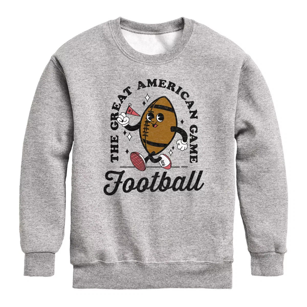 Детский свитшот с длинным рукавом с принтом Vintage Football Mascot Instant Message, Athletic Heather
