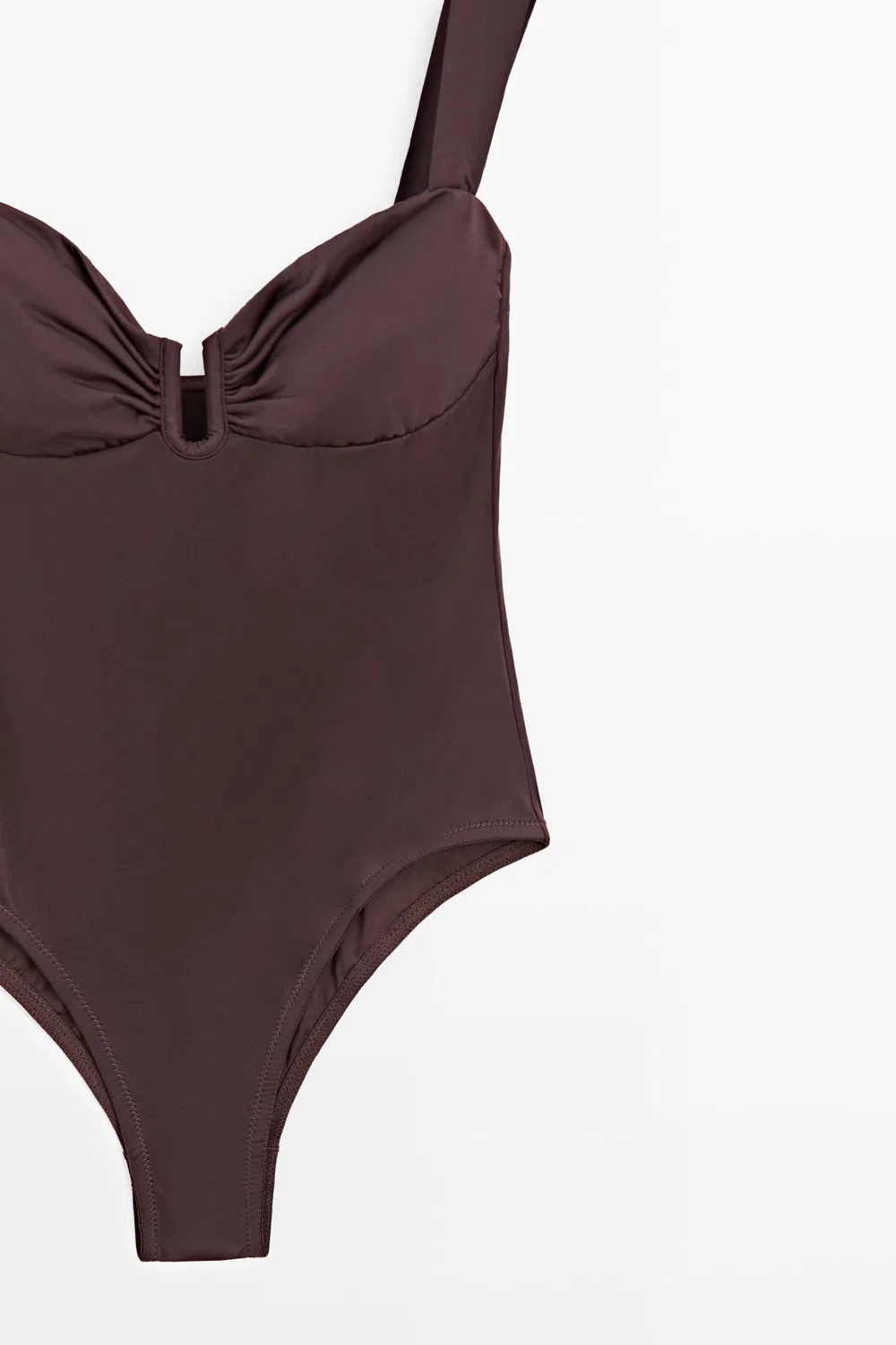 Купальник Massimo Dutti With Gathered Detail, коричневый — фото 4