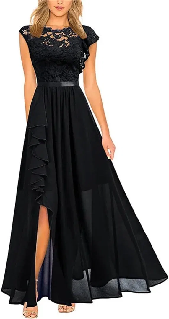 Женское повседневное платье миди с кружевом, Navy Blue — фото 4