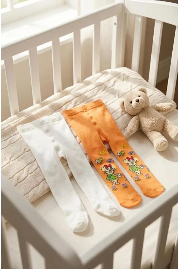 Детские колготки для девочек хлопковые 2-шт Miniday Baby, Yellow