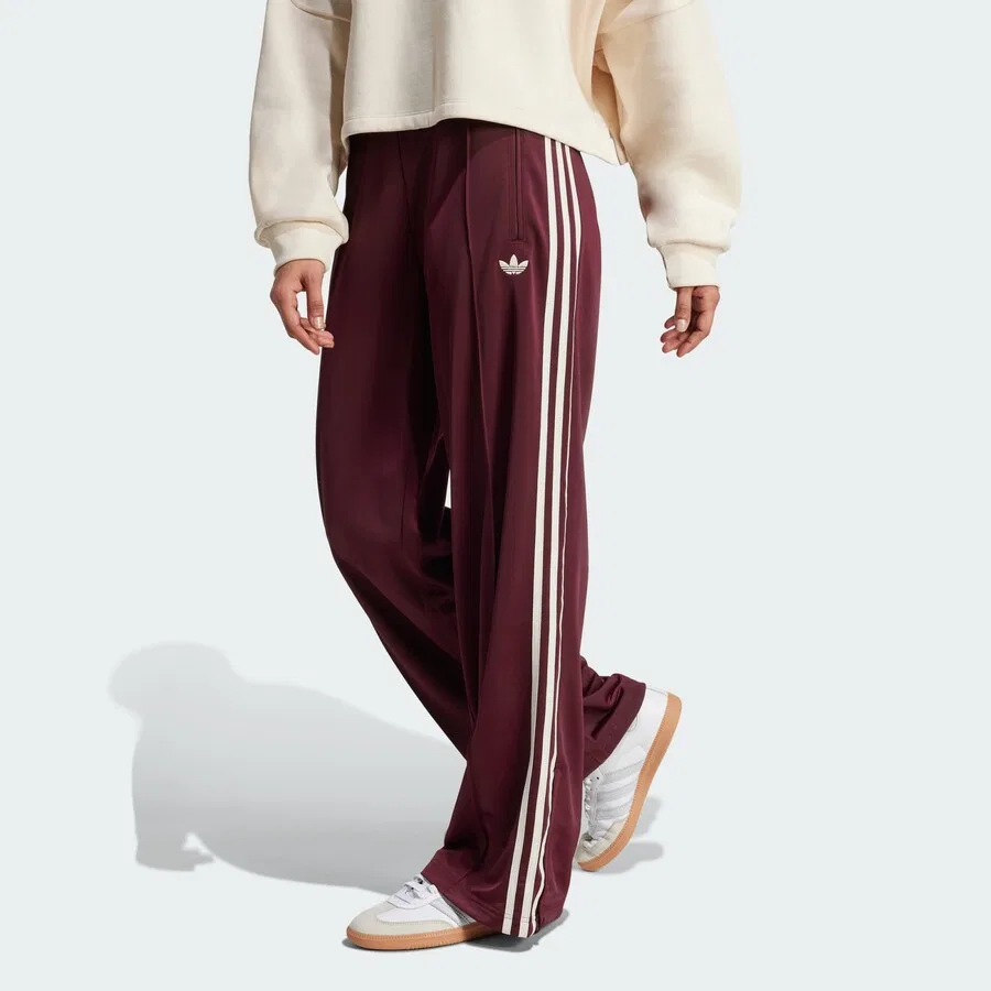 Брюки ADIDAS ORIGINALS с широкими штанинами 'Adicolor Classic Firebird' винно-красного цвета — фото 2