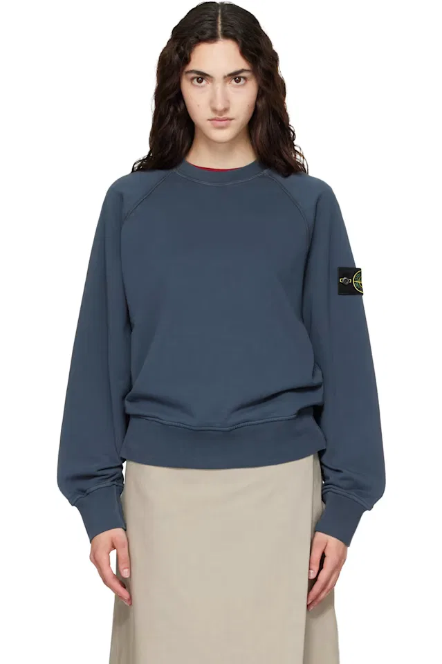 Толстовка из органического хлопка темно-синего цвета 6100008 Stone Island