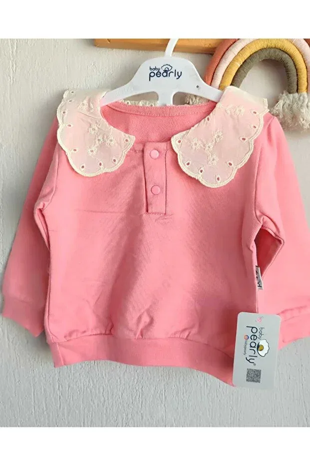 Детские свитшот для девочек с кружевным воротником Lace Collar Baby Girl Sweatshirt Stella Kids, Somon
