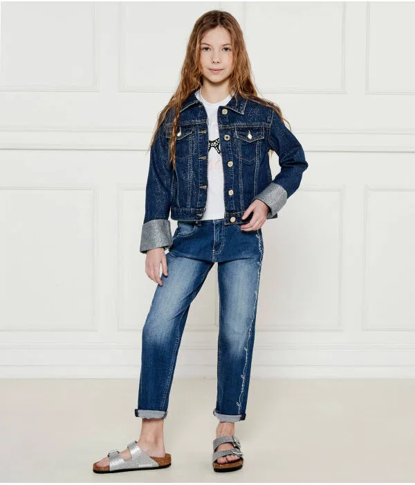Детская джинсовая куртка для девочек с металлической нитью Guess, Blu Marino — фото 2