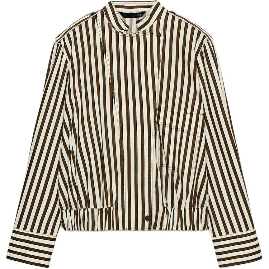 Женская рубашка с полосатым принтом и полуводолазкой ZARA, Stripes