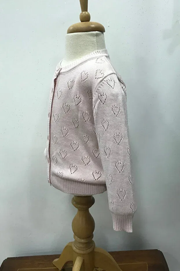 Детский кардиган для девочек с ажурным узором Nonno Kids, Pink — фото 4