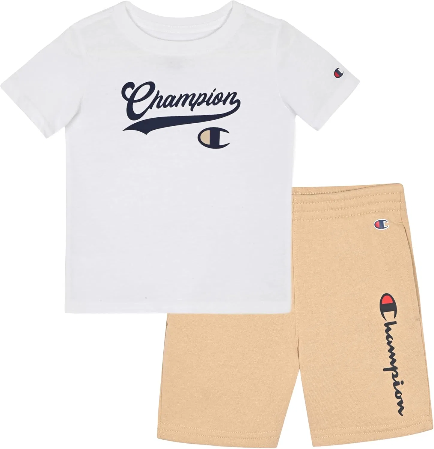 Детский спортивный комплект с футболкой и шортами Champion, 2 предмета, White-Navy