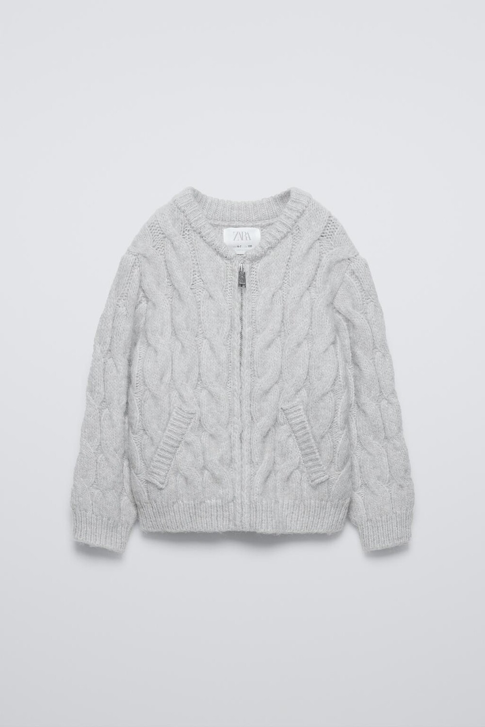 

Вязаный кардиган ZARA, жемчужно-серый