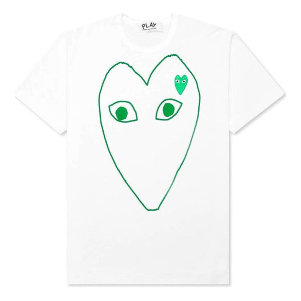 

Футболка outlined heart logo tee 'white green' Comme Des Garcons Play, белый