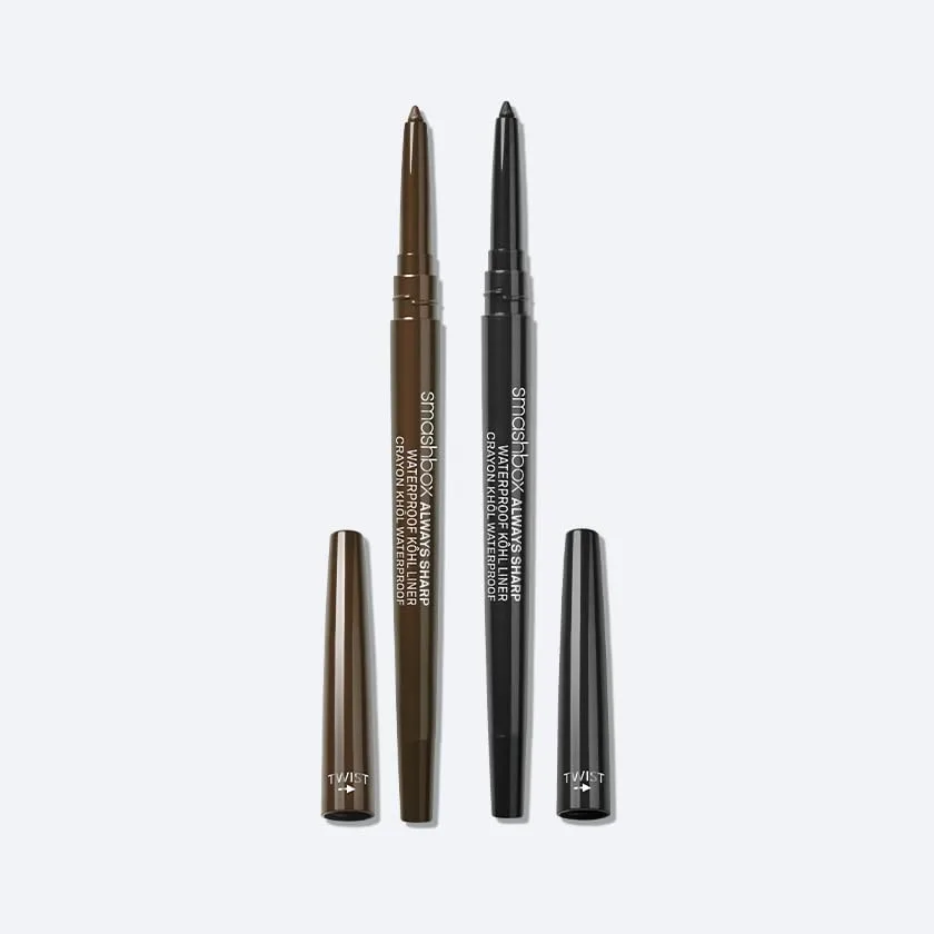 Водостойкий подводка для глаз Smashbox Always Sharp Longwear Waterproof Kohl Eyeliner Pencil | Самозатачивающийся колпачок, водостойкий + высокопигментированный, оттенки Raven и Sumatra, Black & Raven