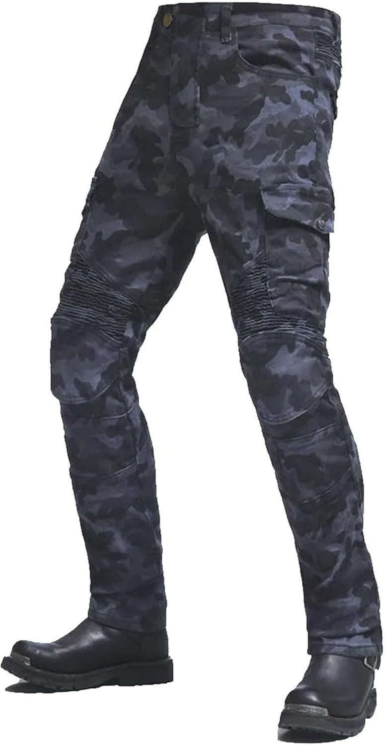 Джинсы прямого кроя с молниями Blue Camouflage