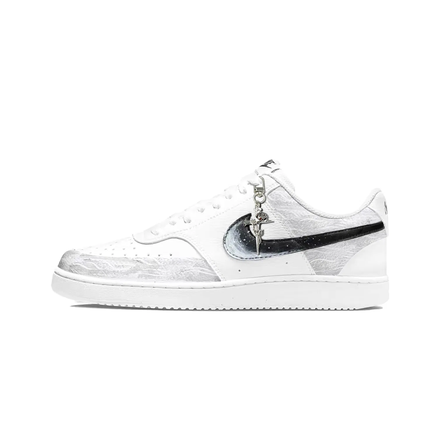 Кроссовки кожаные Nike Court Vision 1 Canglu Yunyan бело-серые — фото 3