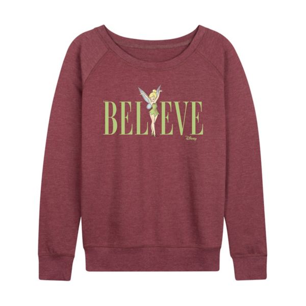 

Футболка с длинным рукавом женская Tinker Bell Believe из французского флиса Disney, цвет heather maroon