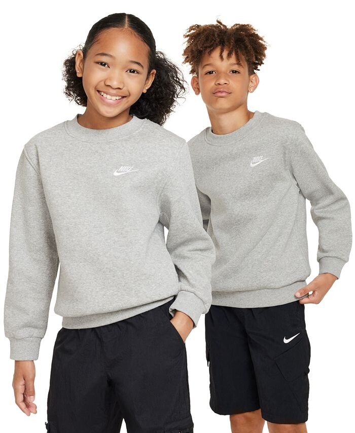 Флисовый свитшот классического кроя Big Kids Sportswear Club Nike, серый — фото 4