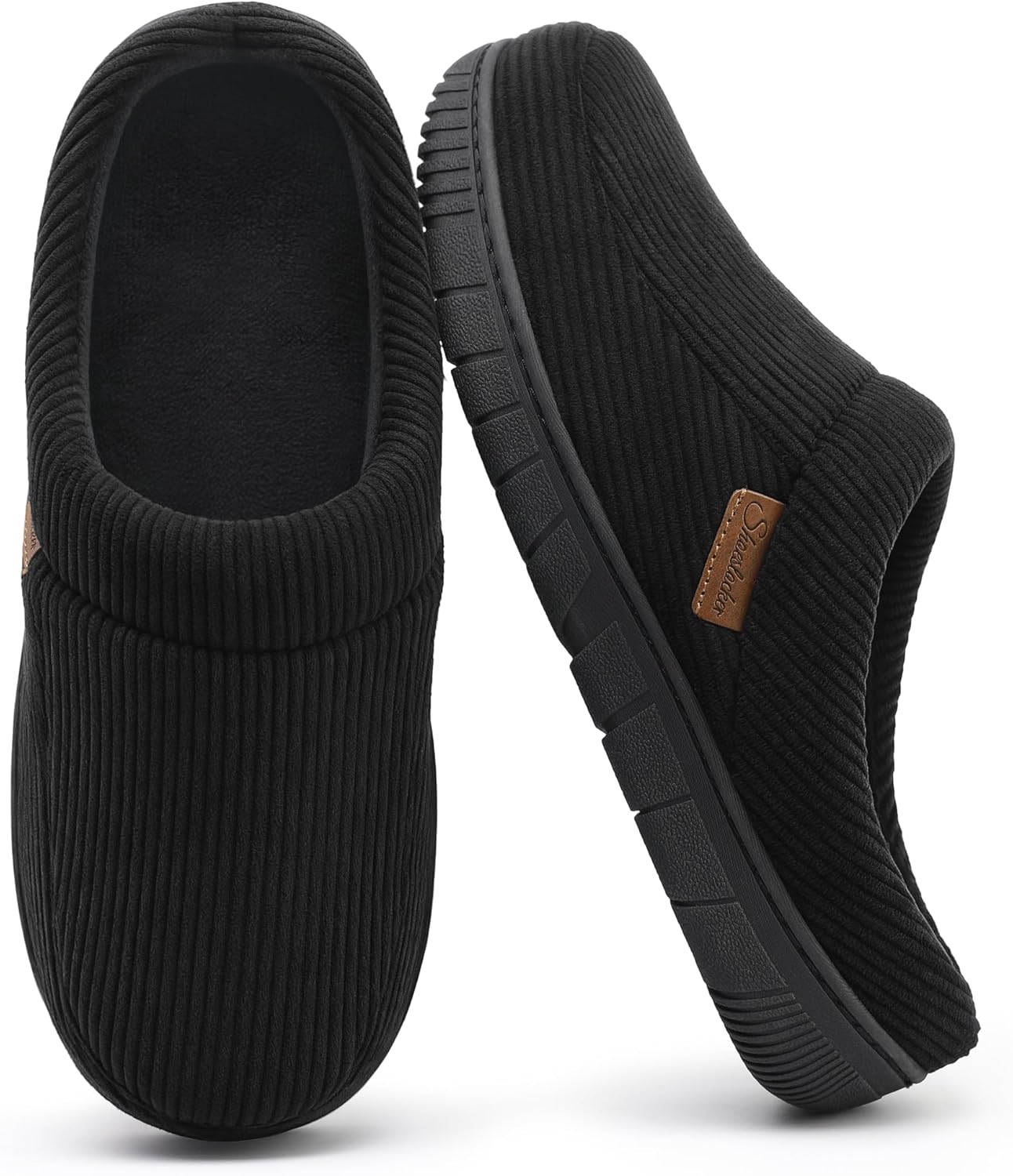 

Мужские тапочки Shoeslocker Мокасины Домашние мягкие с памятью формы, на липучке, для дома и улицы, черный