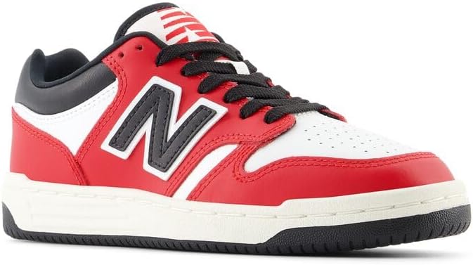 Детские кроссовки New Balance 480 V1 на шнуровке (унисекс), белый/черный/красный — фото 4